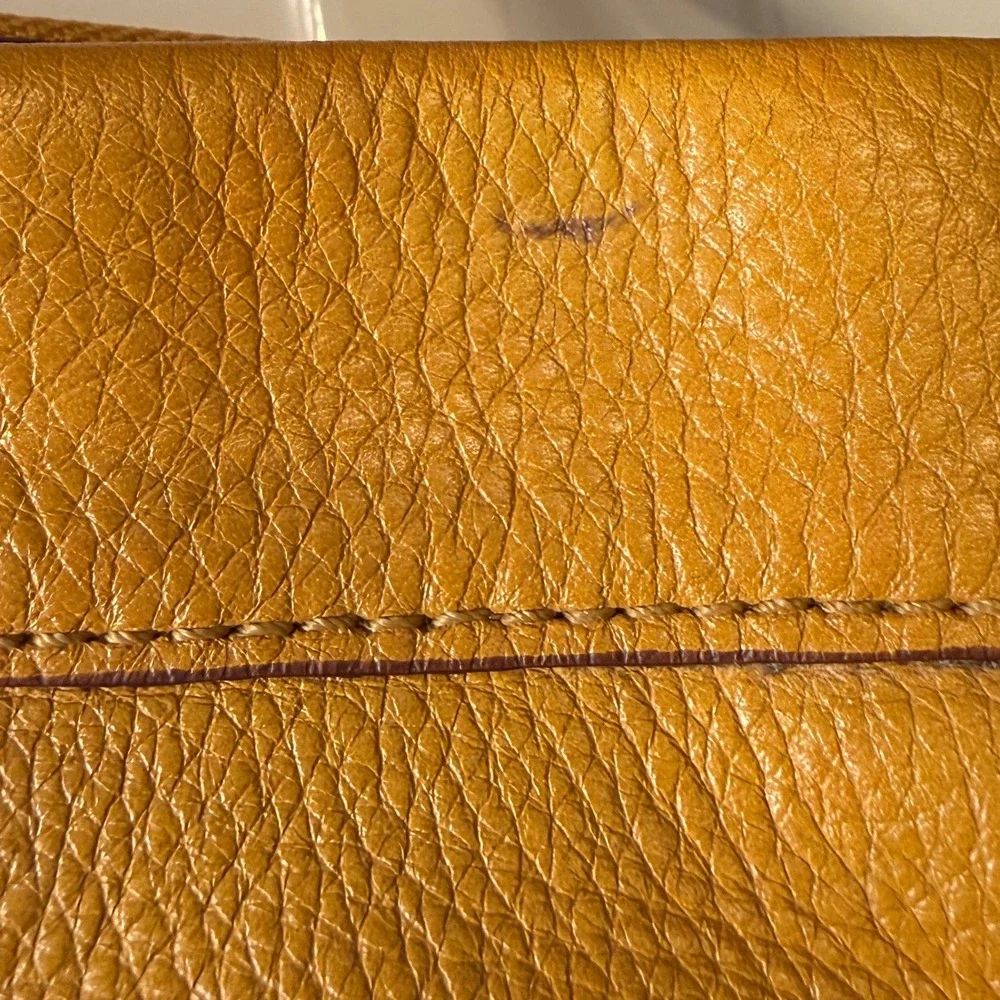 Stunning Presa Pebbled Leather Handbag in Vibrant Honey/Mustard Tone